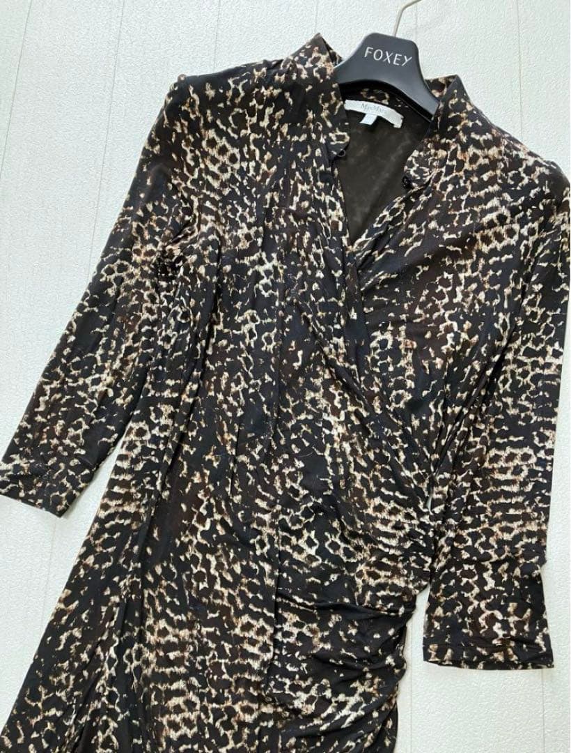 美品 Max Mara 定価3万5000円 レオパードドレス 最高級白タグ