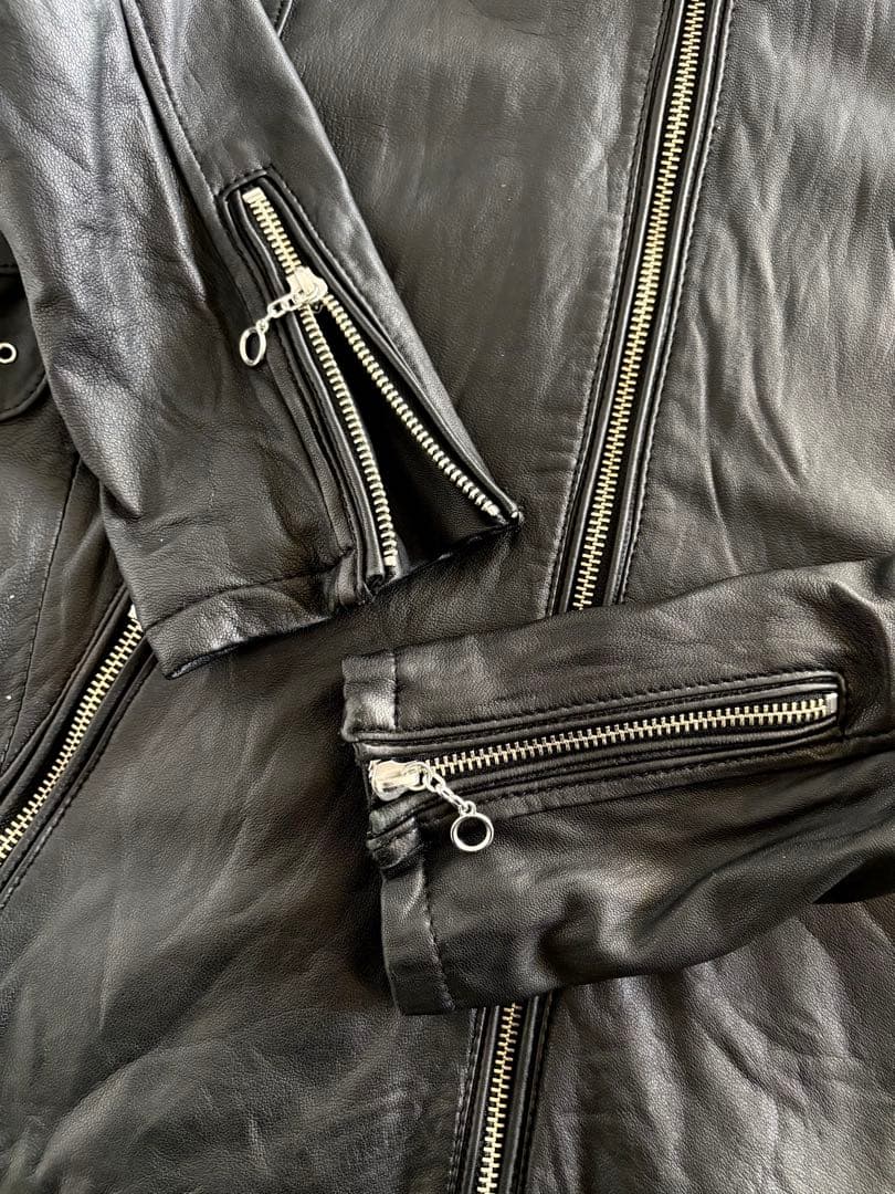 BEAUTY&YOUTH/シープレザー シングル ライダースJKT ブラック M