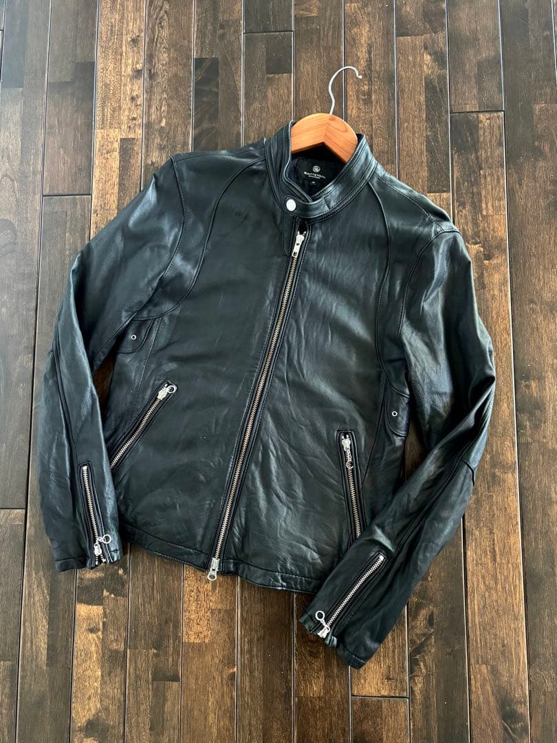 BEAUTY&YOUTH/シープレザー シングル ライダースJKT ブラック M