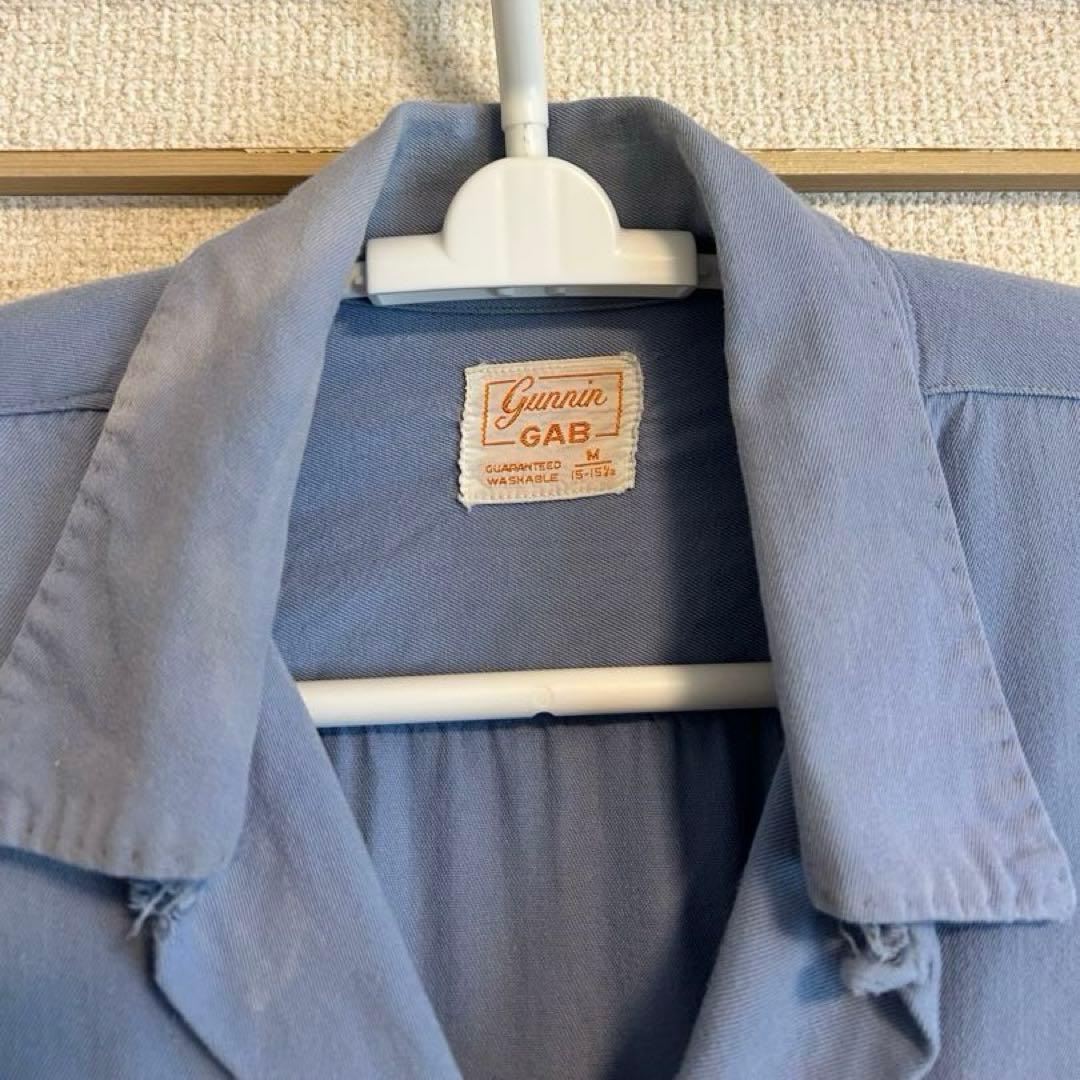【50s】レーヨンギャバジン box shirt 15 1/2 スカイブルー
