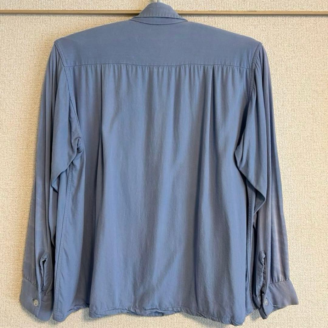 【50s】レーヨンギャバジン box shirt 15 1/2 スカイブルー