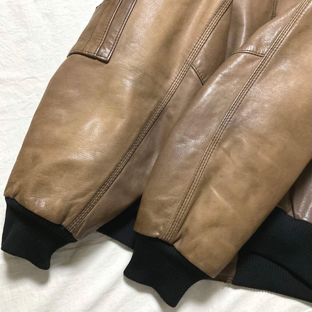専用 Hugo Boss 本革レザー MA-1 ボンバージャケット ゆるダボ