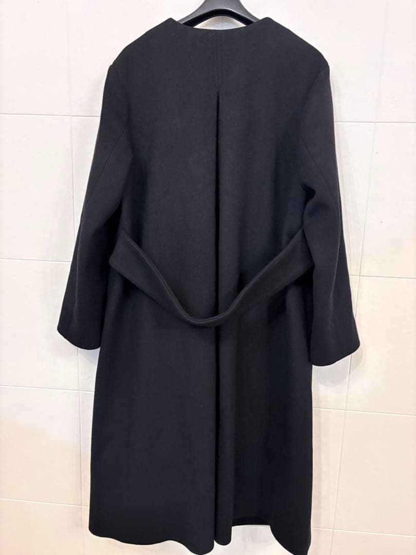 美品 CELFORD セルフォード ノーカラーロングコート 36 黒