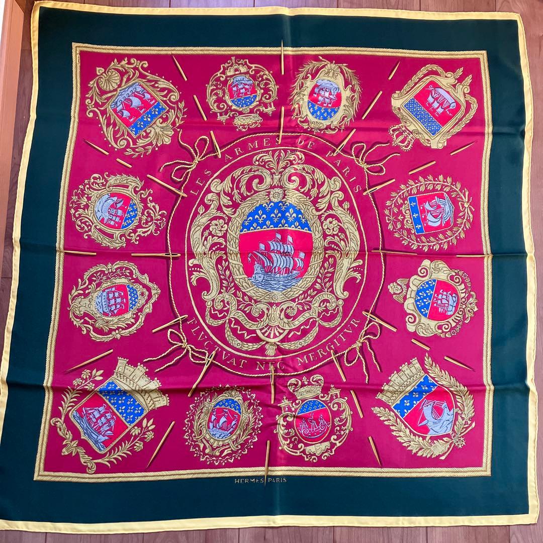 HERMÈSエルメスカレ90パリの紋章HugoGrygkarシルクスカーフ