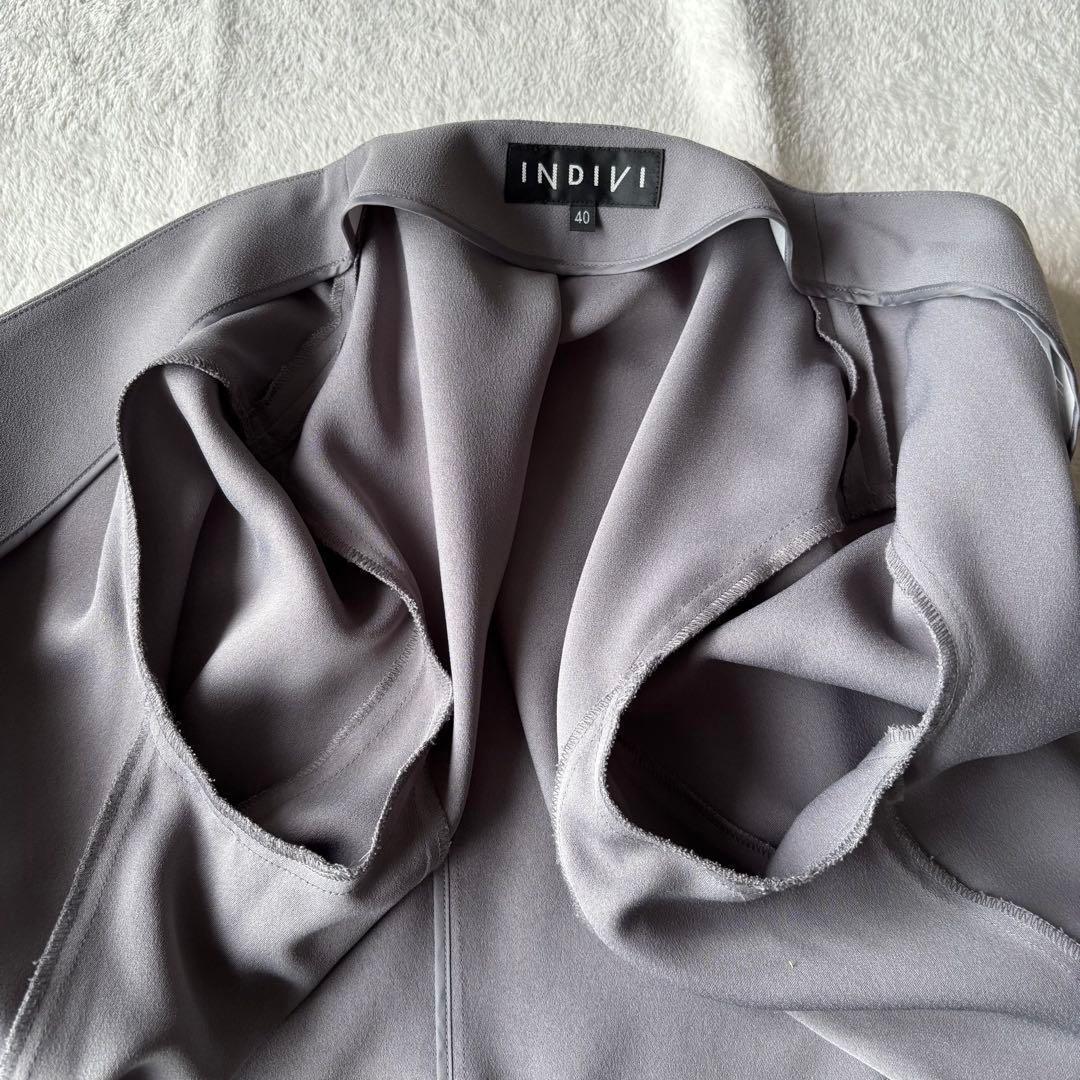 ✨️美品 INDIVI インディヴィ ノーカラー スーツ 3点 グレー Lサイズ