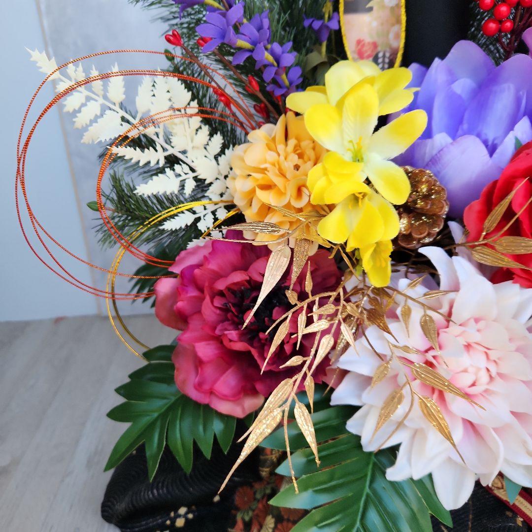 お正月飾り　豪華門松91(正絹帯使用)