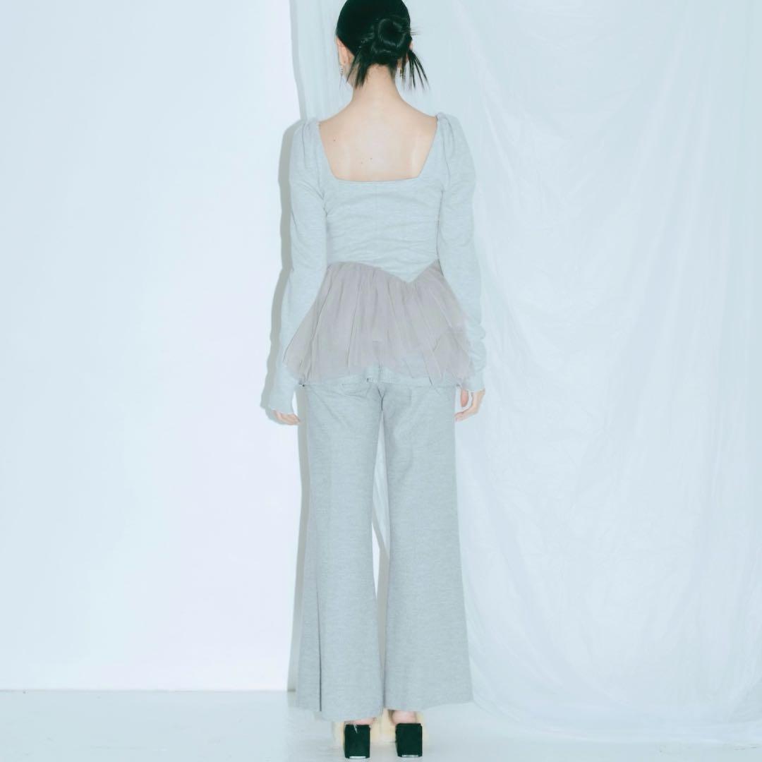 トップス Crayme, Peplum Tulle Bustier Tops Gray