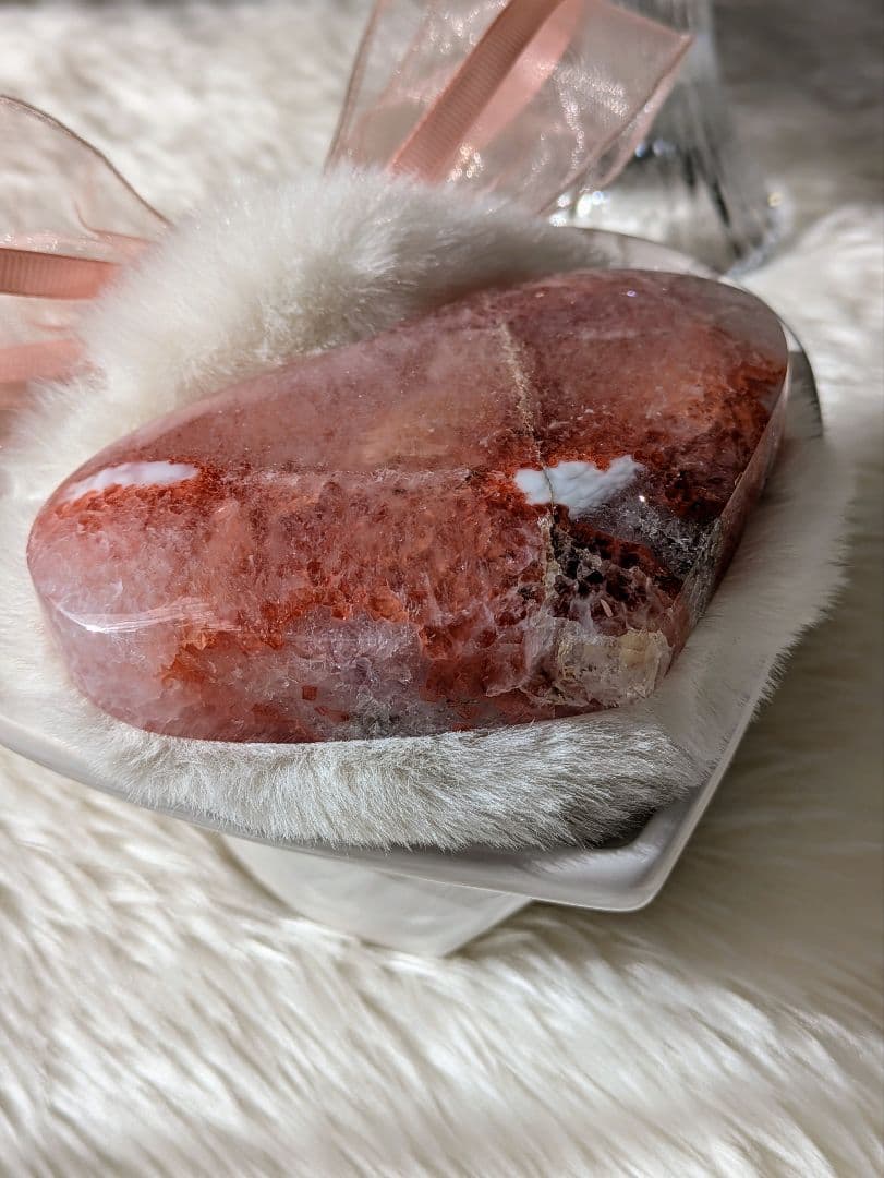 希少　☆瑪瑙　クラスター　ハート☆　ピンク　共生あり