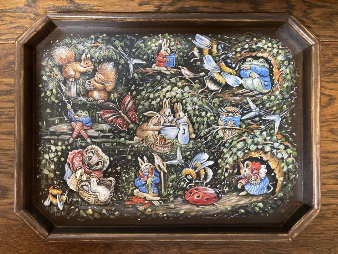 『ピーターラビット』木製飾りトレー☆ハンドペイント ガリーナ作 マトリョーシカ