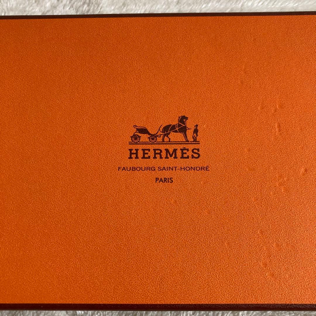 未使用に近い　HERMES エルメス　ネクタイ　ネイビー／ライトブルー　箱付
