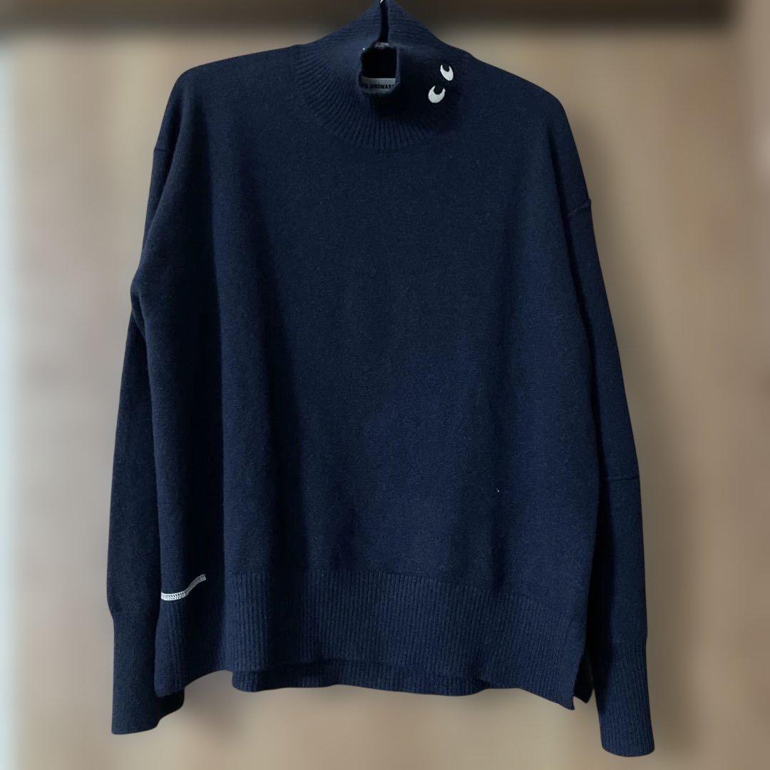 ユニクロ×アニヤハインドマーチ　カシミヤハイネックセーター　M ネイビー