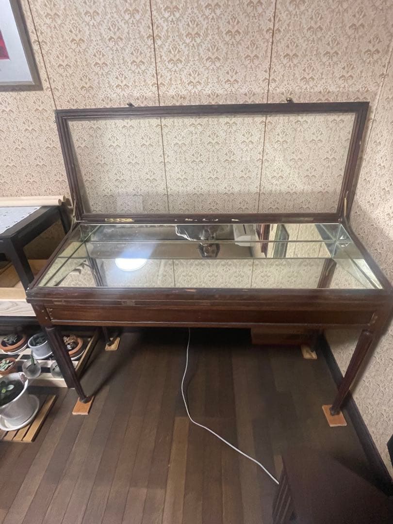 SALE アンティーク　木製ガラスケース