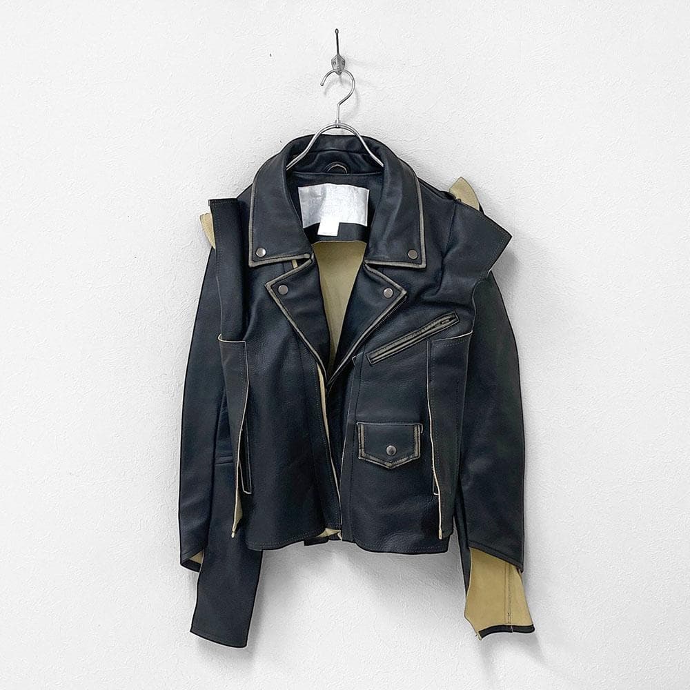 極美品 Margiela ×  マルジェラ ライダースジャケット 再構築
