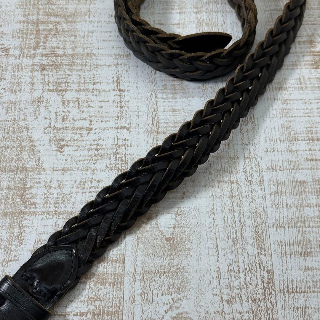 Whitehouse Cox 編み込みレザーベルト　ホワイトハウス　コックス　黒