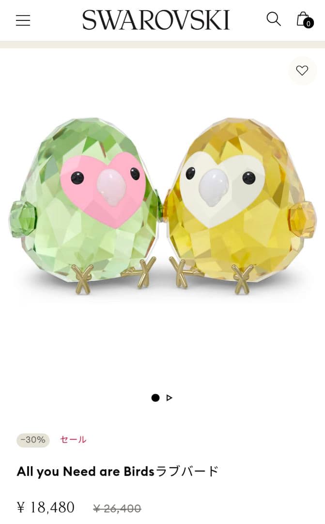 る*る様 スワロフスキー ラブバード カップル 鳥 置物 Swarovski
