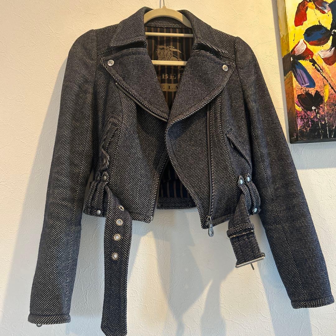 BURBERRY BLUE LABEL ダブルライダースジャケット　ウール混