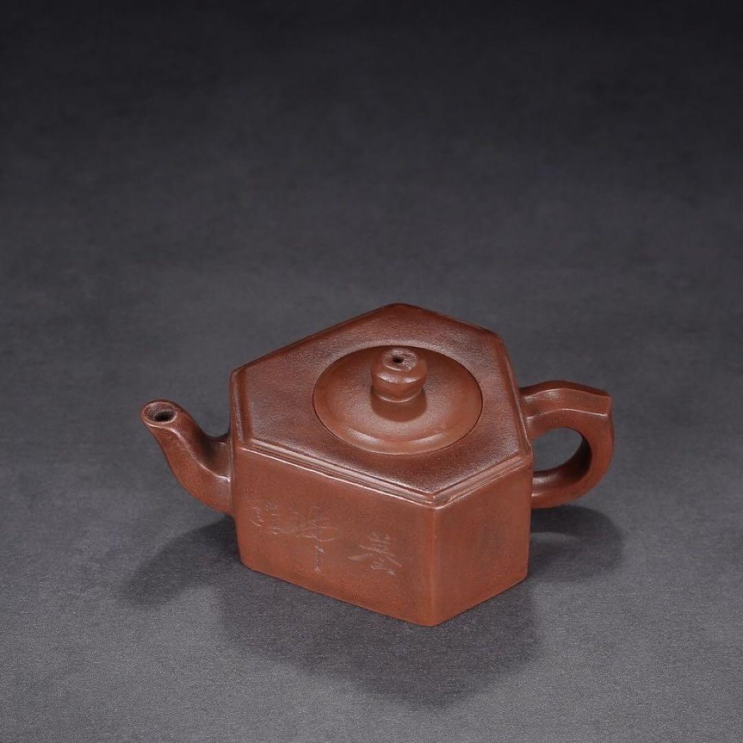 急須 茶の湯 宜興紫砂壺 六方壺 原鉱底槽清 純手工 約240cc 中国茶器