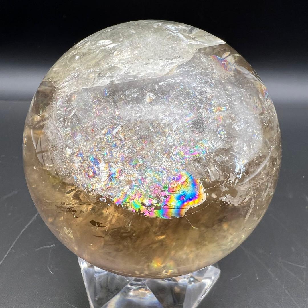 ✳️【幸運の石】✨綺麗な虹とファントム✨レインボー シトリン 丸玉 天然石 置物