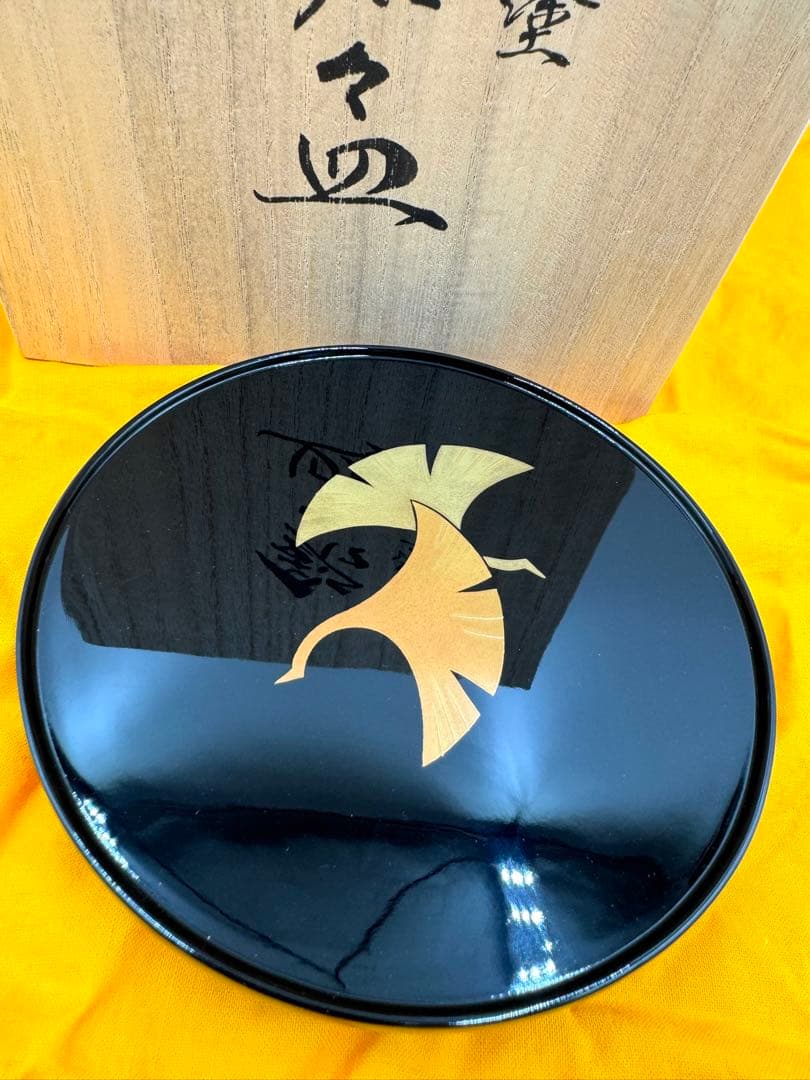 033輪島塗　銘々皿　鮓井漆器店謹製　2枚セット　未使用品　共箱　共布