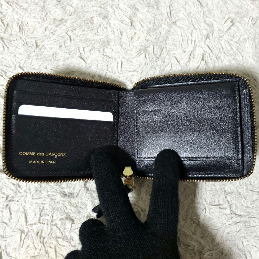 美品 保存箱付属 COMME des GARCONS スクエア ジップ 財布 黒