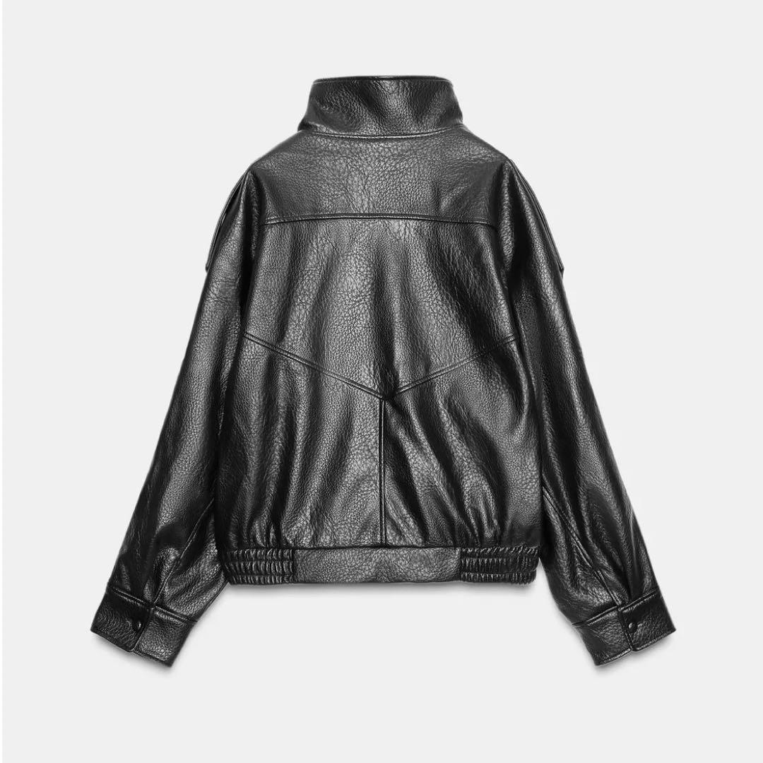 ZARA ザラ　フェイクレザージャケット　M レザージャケット ブラック 黒