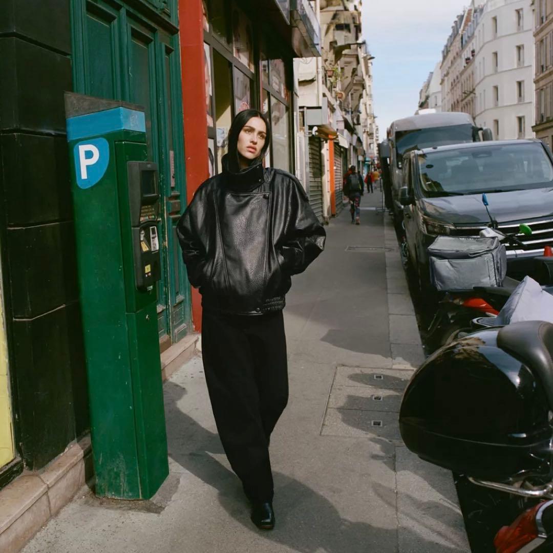 ZARA ザラ　フェイクレザージャケット　M レザージャケット ブラック 黒