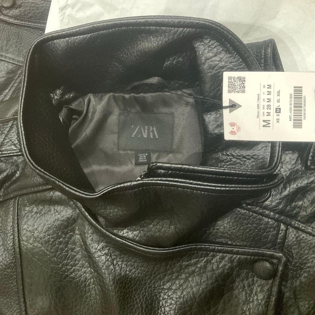ZARA ザラ　フェイクレザージャケット　M レザージャケット ブラック 黒