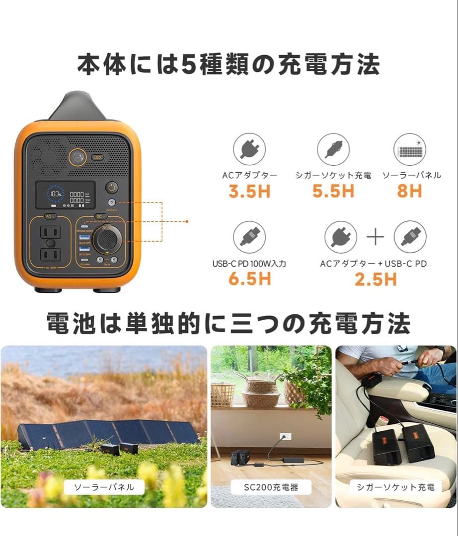 RUNHOOD ポータブル電源 交換可能バッテリー付き