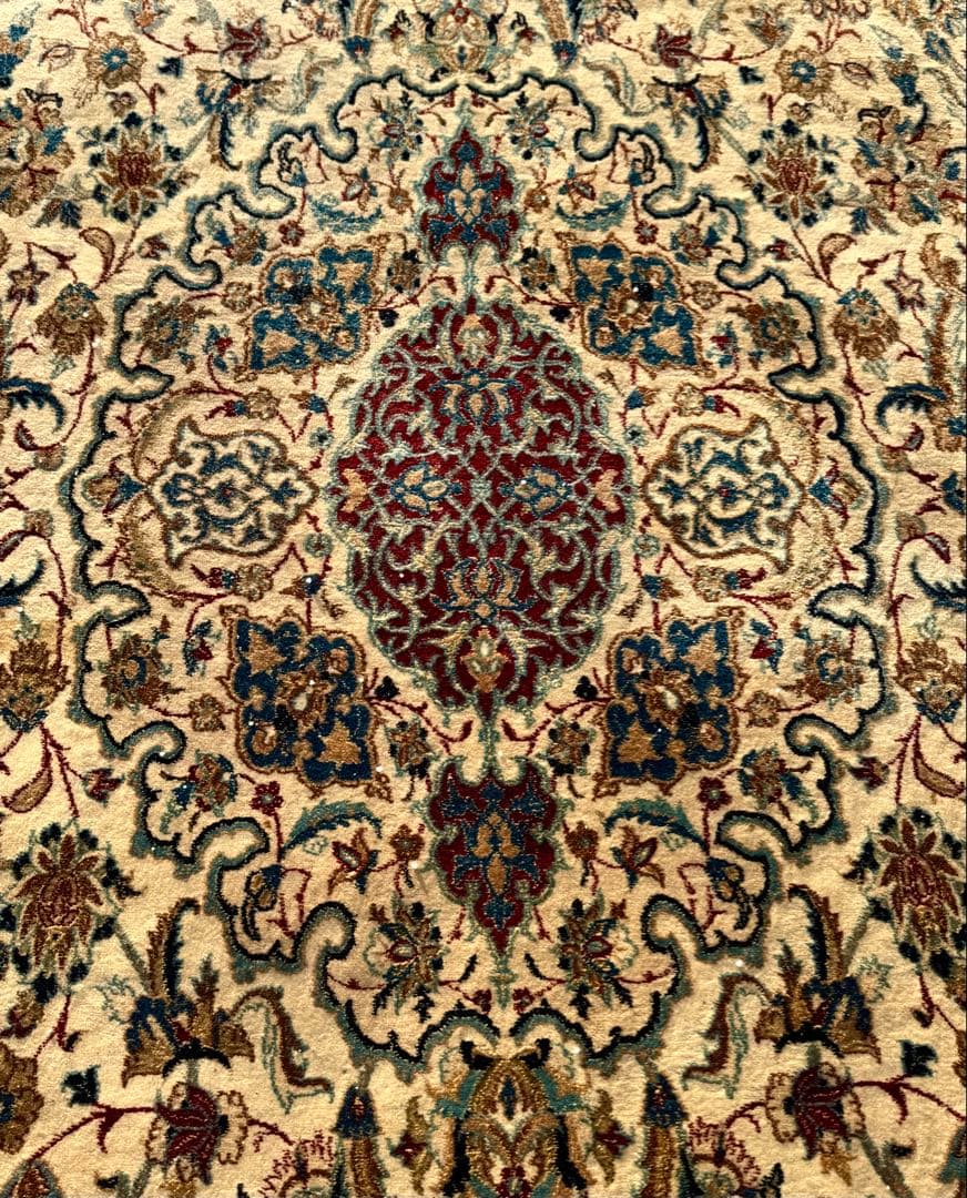 ナイン産 大判ペルシャ絨毯 323×168cm シルク混