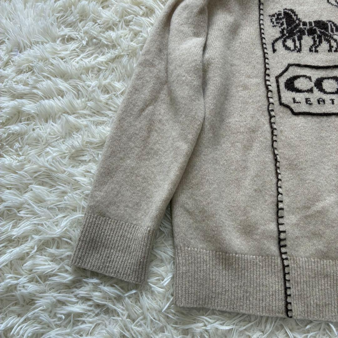 人気✨　コーチ　ニット　ハイネック　Sサイズ　長袖　カシミヤ混　ロゴ刺繍
