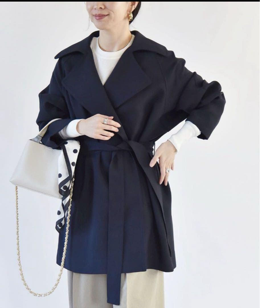 完売　quaranciel ダブルクロス ハーフ トレンチ ジャケット コート