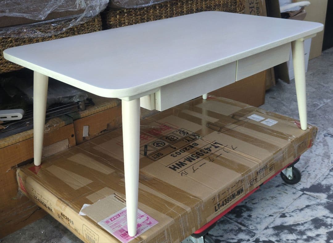 ⑲引き出し付きローテーブル　90×50cm　WH色