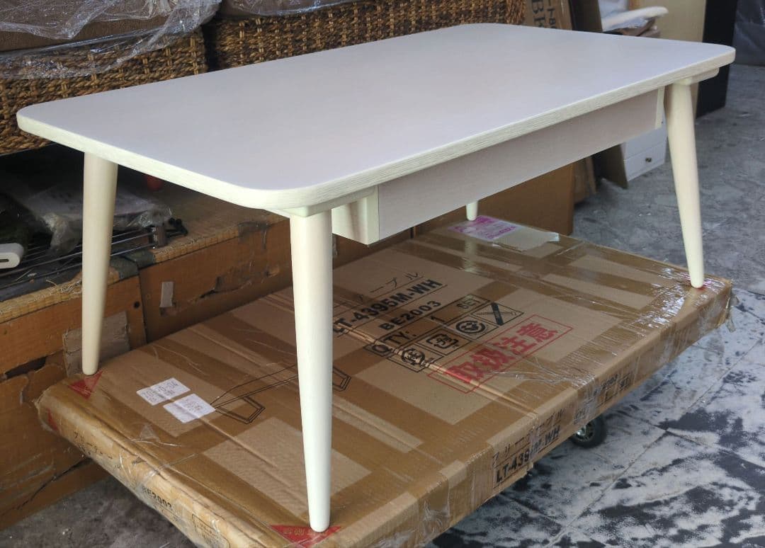 ⑲引き出し付きローテーブル　90×50cm　WH色