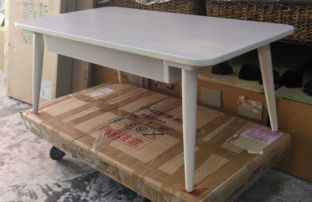 ⑲引き出し付きローテーブル　90×50cm　WH色