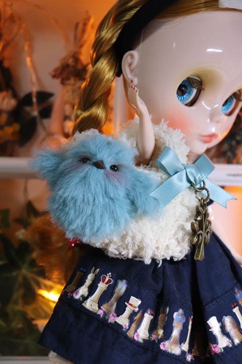青い鳥のトートバッグ　ブライス　アウトフィット 鳥　文鳥　シマエナガ