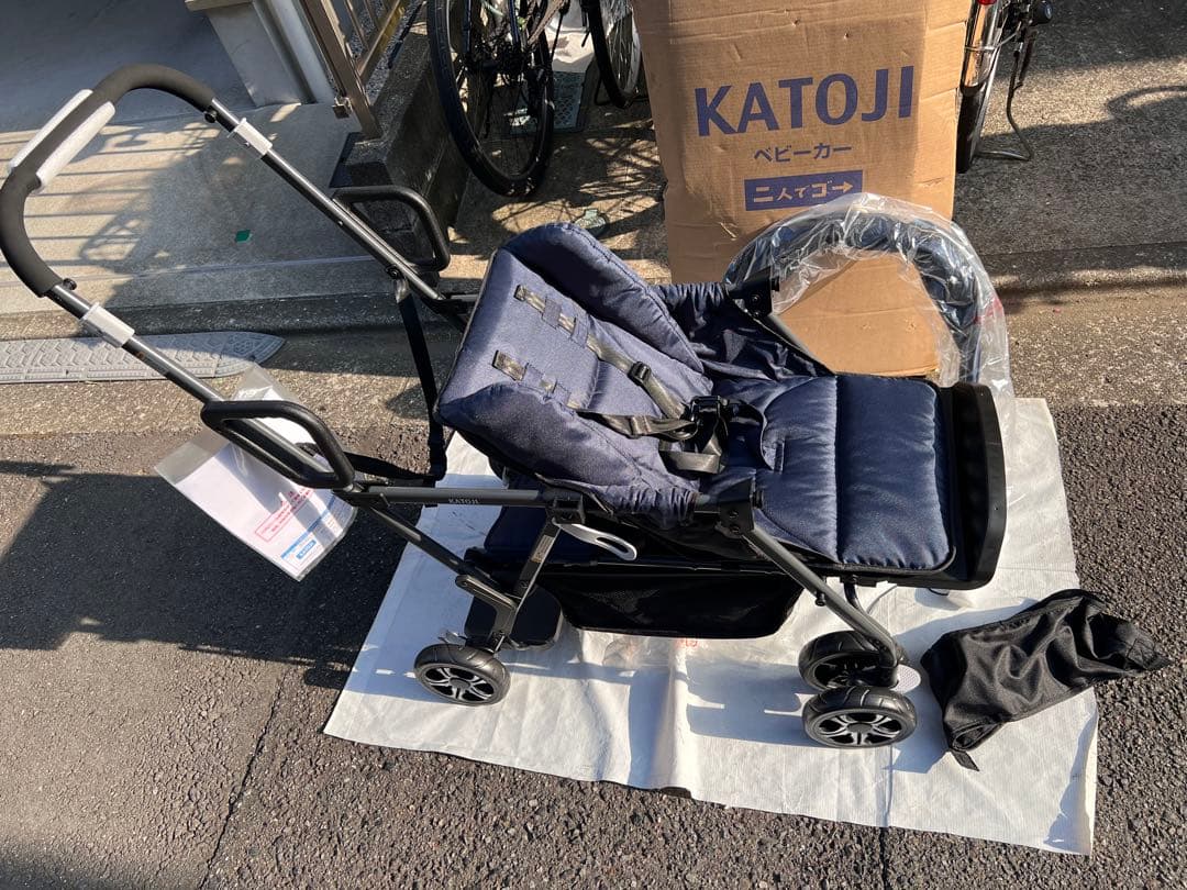 KATOJI 二人でゴー　　2人乗りベビーカー　未使用　ネイビー