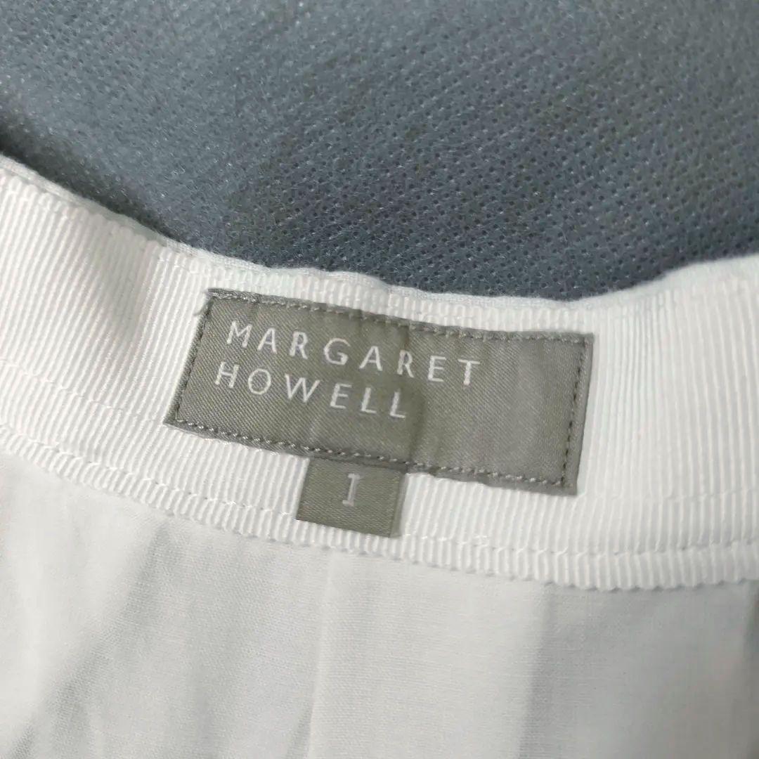 美品　MARGARET HOWELLリネン タックフレアスカート　サイズ1 白