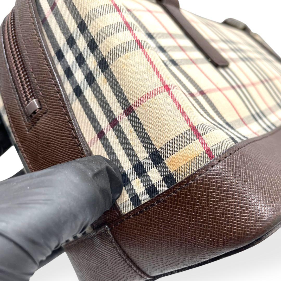 良品　BURBERRY バーバリー　ノバチェック　ハンドバッグ　ボストンバッグ