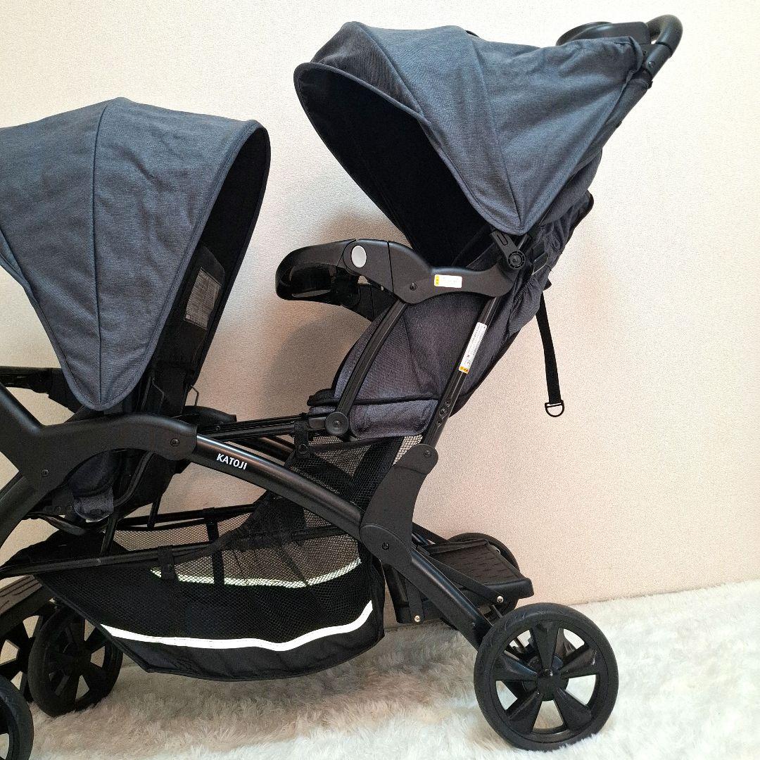 【極美品】KATOJI 二人でゴーdx デラックス 二人乗り ベビーカー ブルー