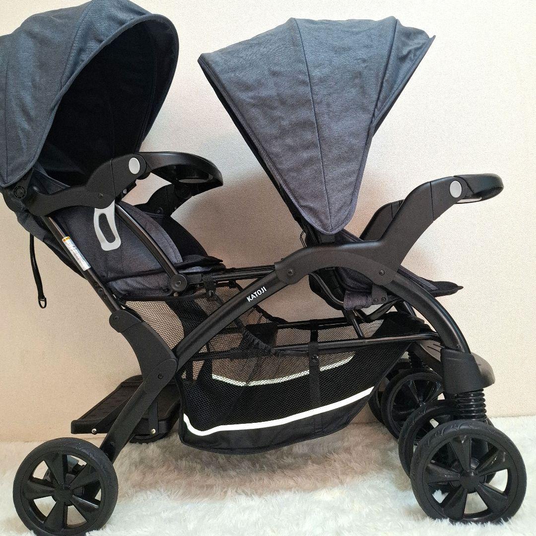 【極美品】KATOJI 二人でゴーdx デラックス 二人乗り ベビーカー ブルー