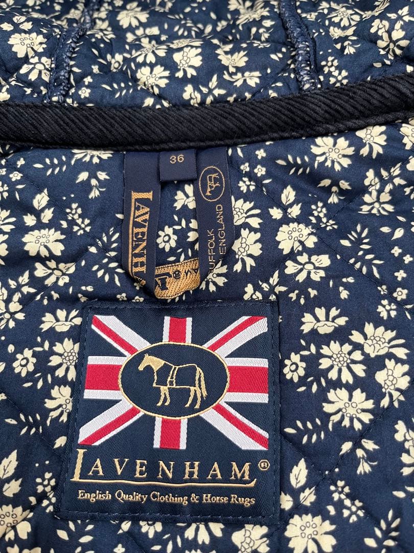 美品 LAVENHAM ラベンハム　リバティカペル柄　ダッフルコート 黒 　36