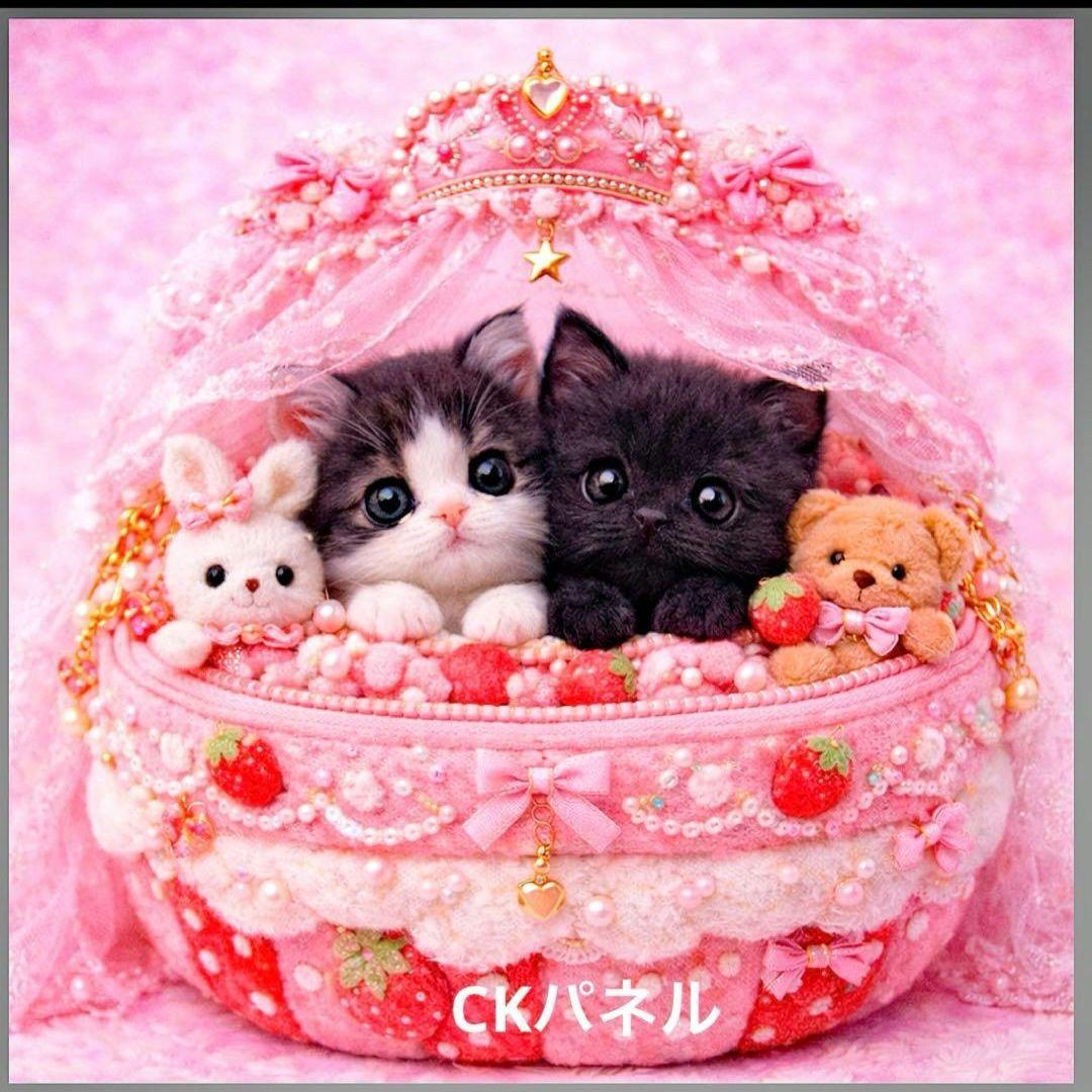 可愛いねこパネル生地　ハンドメイド