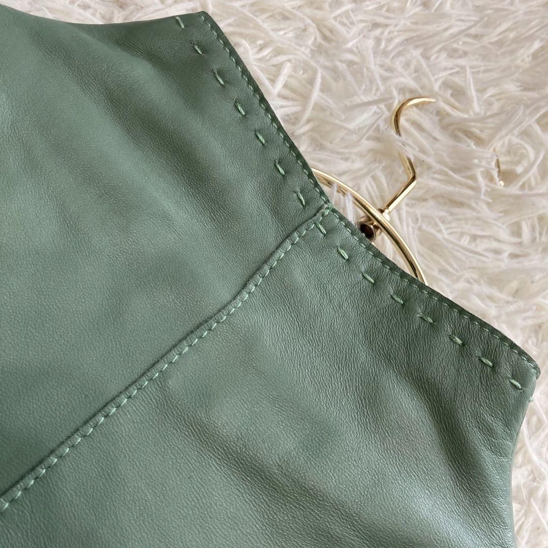 BALMAIN レザージャケット グリーン 11号 オシャレ カッコいい 高級感