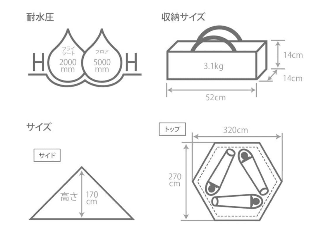 DOD ワンポールテントS、別売りグランドシート付属