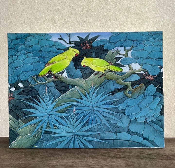 ウォールインテリア　アジアン　バリ絵画　ブンゴセカン　ブルー系【KA-6-3】