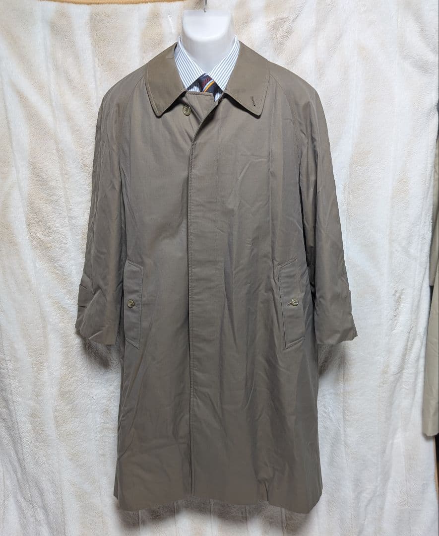 美品★BURBERRY ステンカラーコート 濃ベージュ チェック柄 メンズL