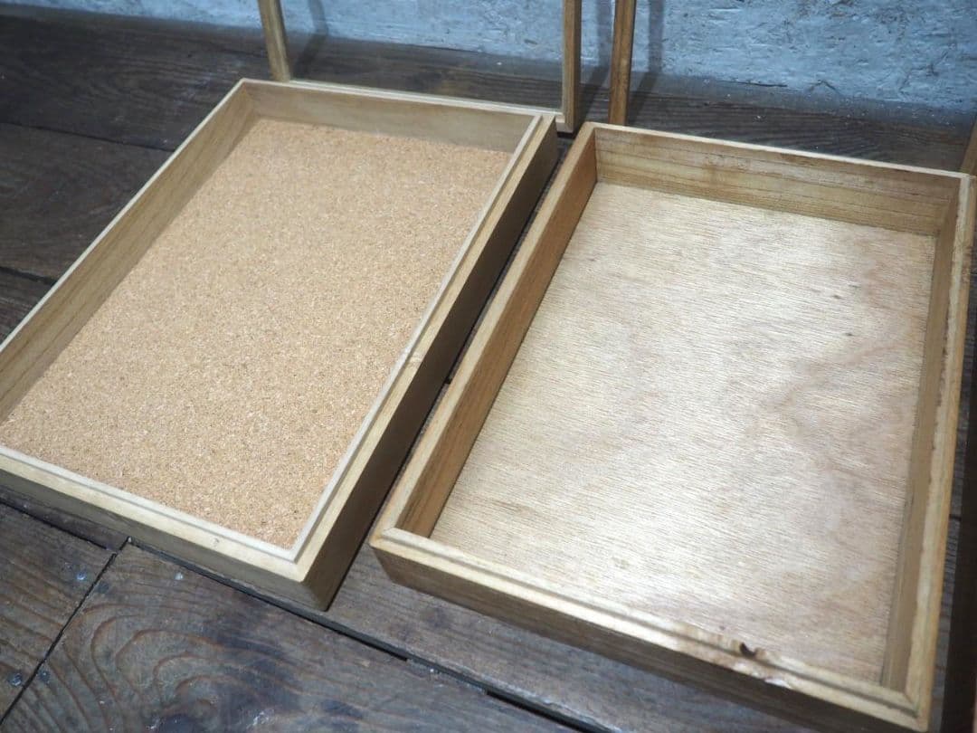 1390 ②蓋付 レトロな標本ケース(小3、大1)4個セット ガラスケース　展示