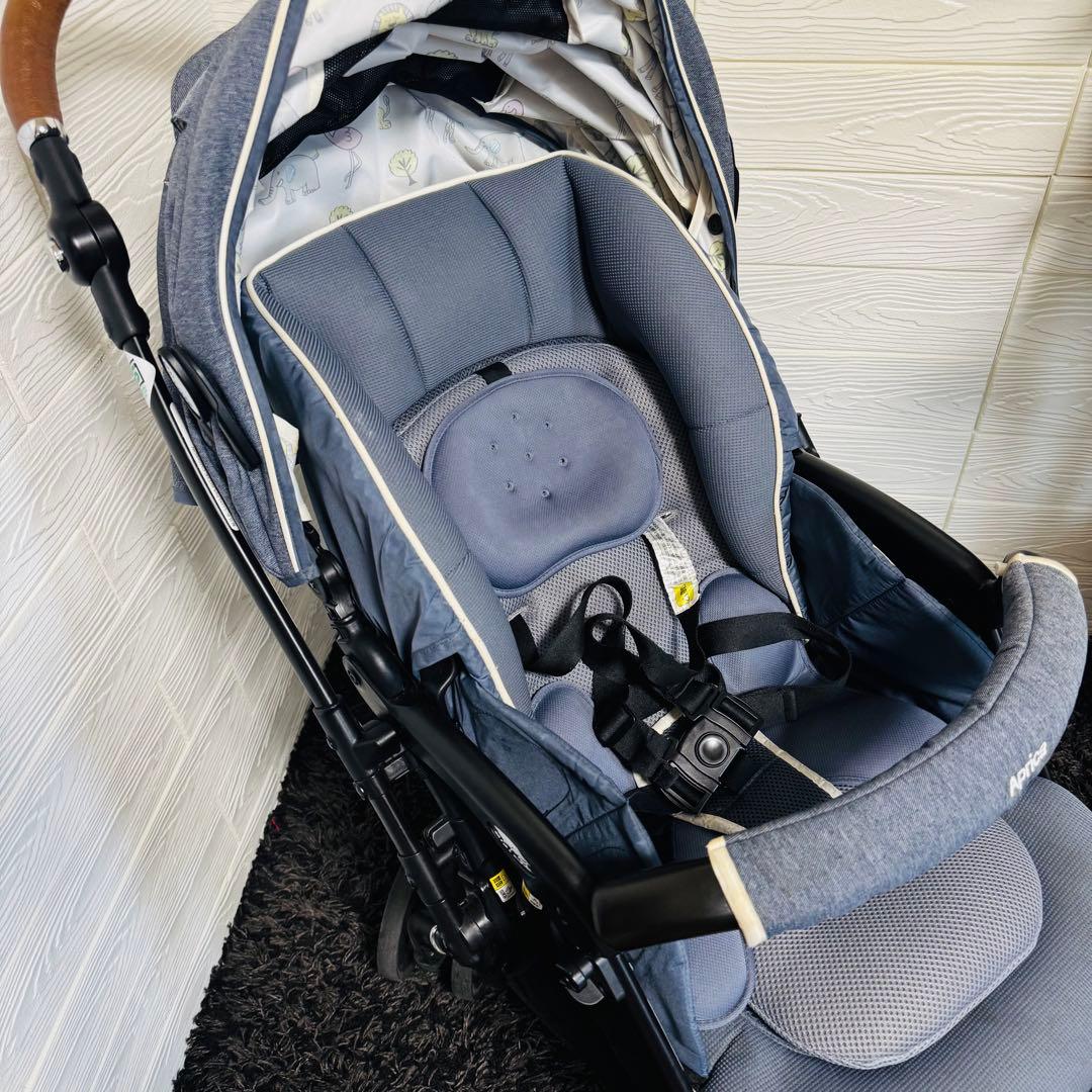 Aprica ラクーナビッテ クッション レザーハンドル ベビーカー デニム