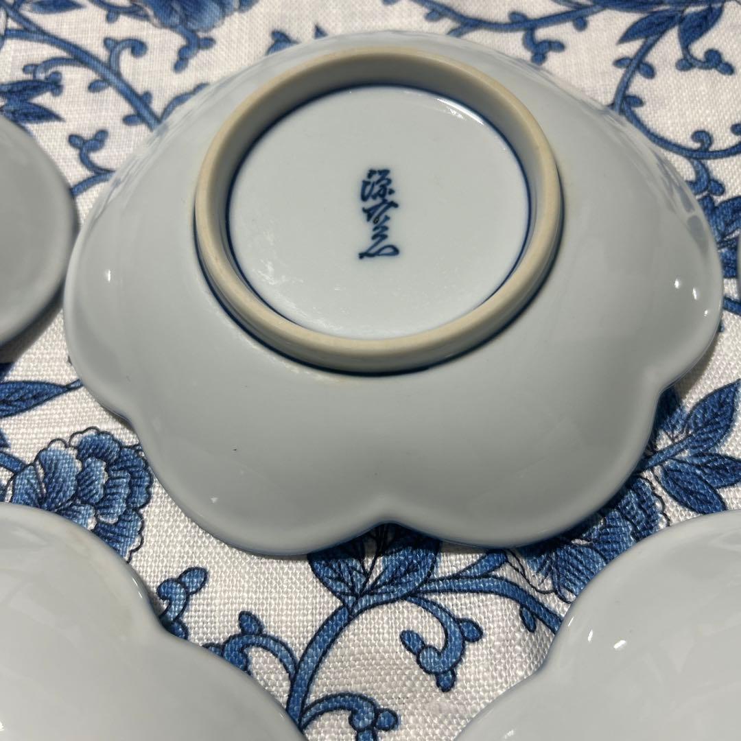 値下げしました源右衛門　小皿12.5cm 5枚セット 青い花柄の皿　有田焼