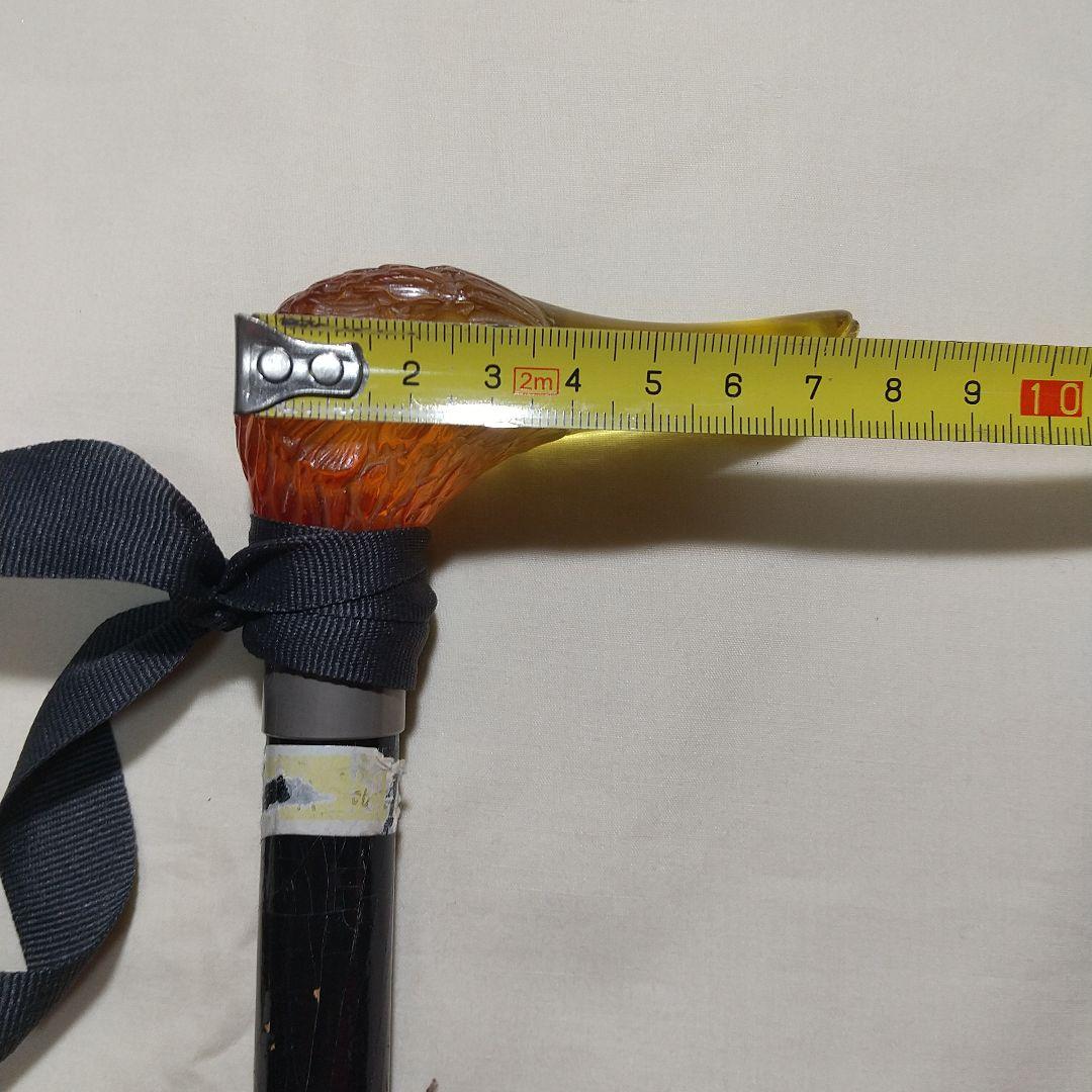 ステッキ 杖 アヒル カモ 鳥 黒 木製ステッキ ブラック 介護用杖 昭和レトロ